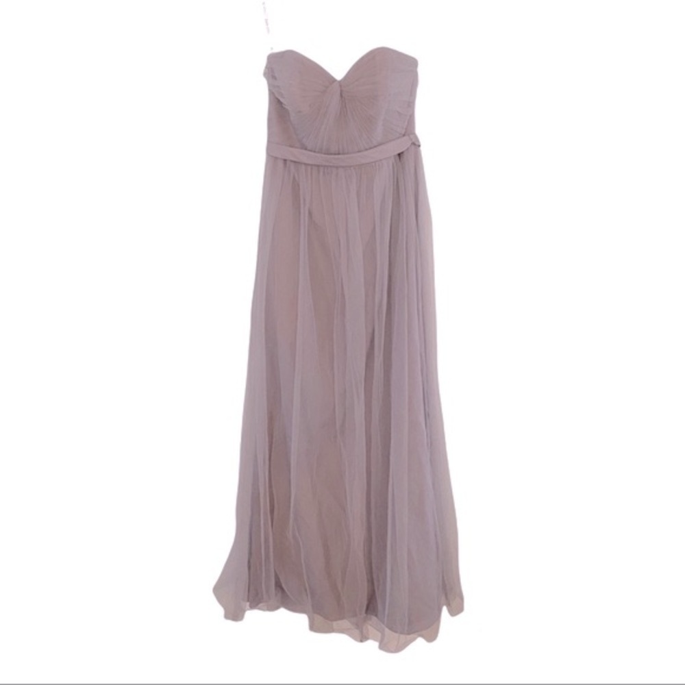 David’s Bridal Strapless Tulle Dress in Taupe